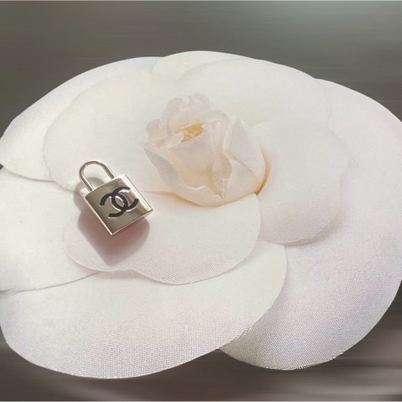 CHANEL Silver and Black Padlock Charm